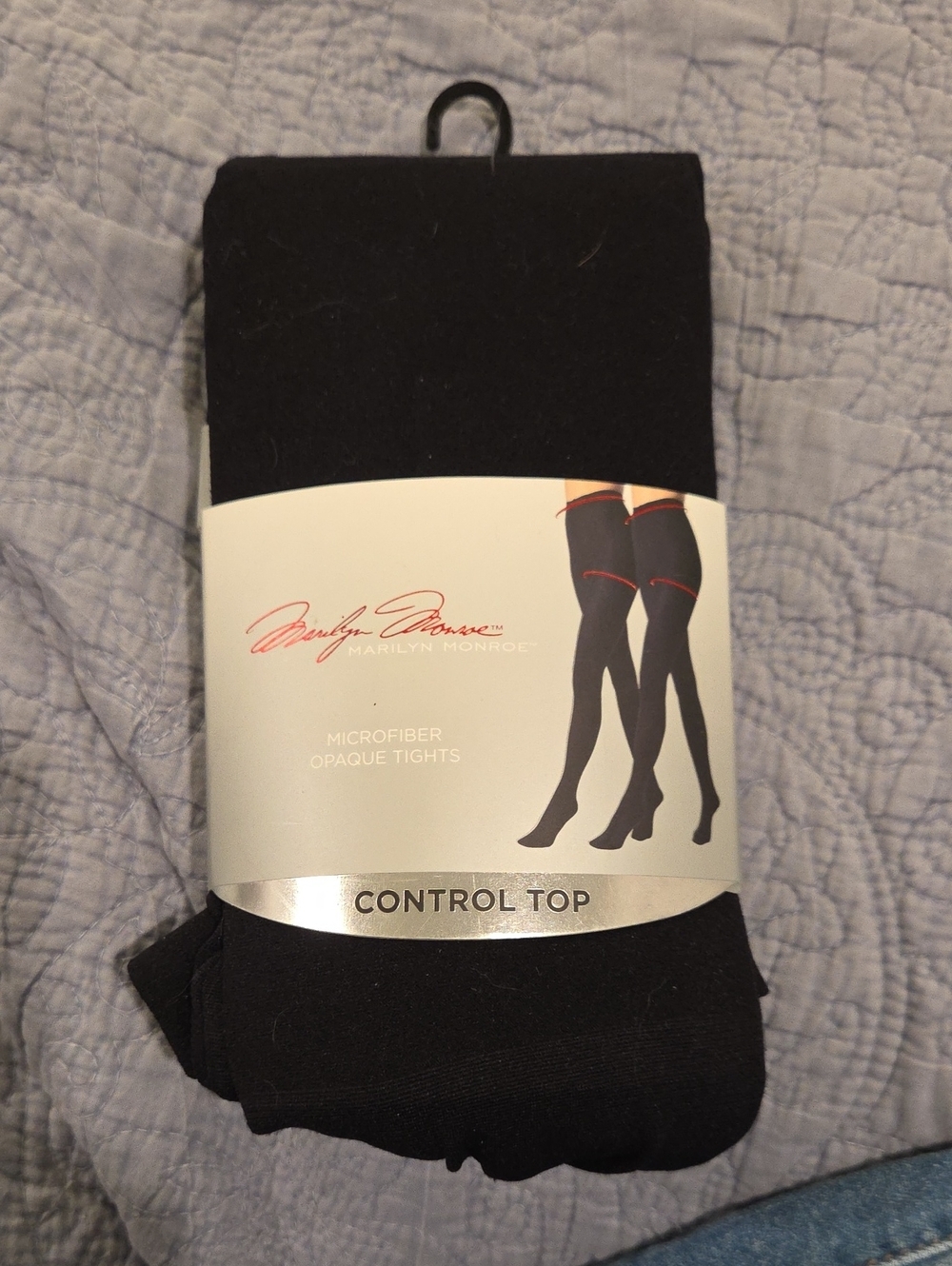 2 Pack Marilyn Monroe Black Microfiber Opaque Control Top Tights Size L/XL!